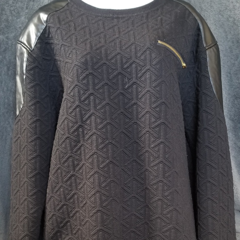 Leather Shoulder Sweater